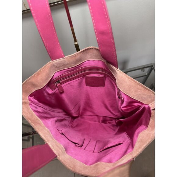 RARE Vintage Coach Suede Floral Tote - Picture 4 of 5